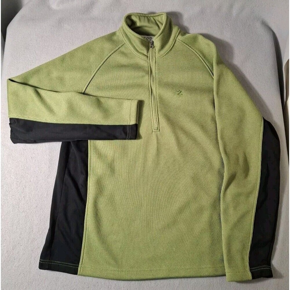 Izod Fleece Perform X Maxx Air FX Mens M Green 1/4 Zip Pullover Fleece Jacket